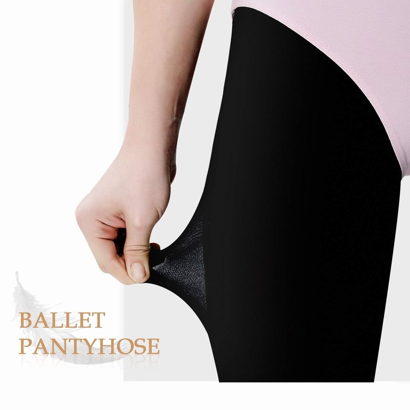 HETH Ballet Tights for Girls - Ultra Soft Dance Tights Convertible Black Tight (Toddler/Kids,Large,2pcs)