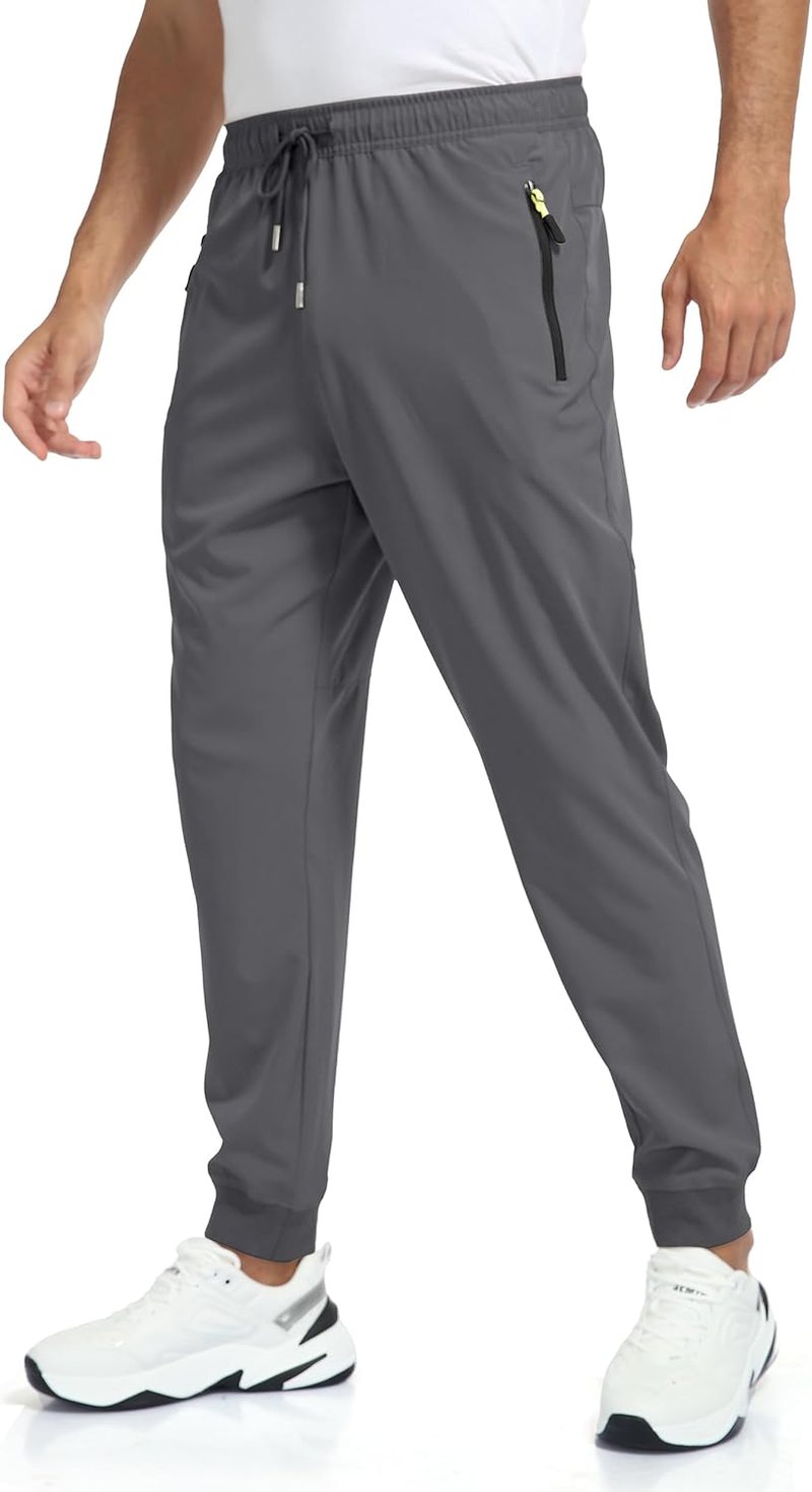 Rapoo Men's Lightweight Jogger Pants - Quick Dry Athletic Track Pants with 3 Zipper Pockets | Perfect for Gym & Running