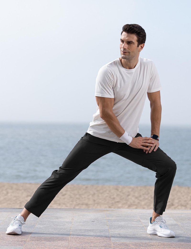 TBMPOY Men's Travel Hiking Pants Lightweight Athletic Pant Quick Dry Windbreaker Fishing Running Active Jogger Black L