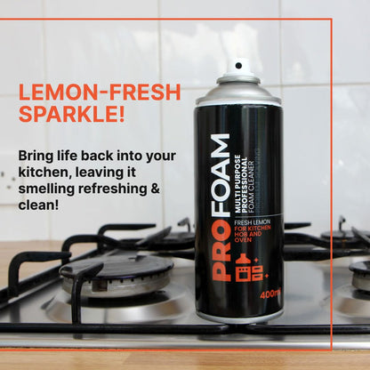 Profoam Oven, Grill & Barbecue Cleaner, Heavy Duty Oven Cleaner & Degreaser, Removes Baked On Food and Burnt-In Grease Fast, (400ml) Foam Spray, Made In The UK