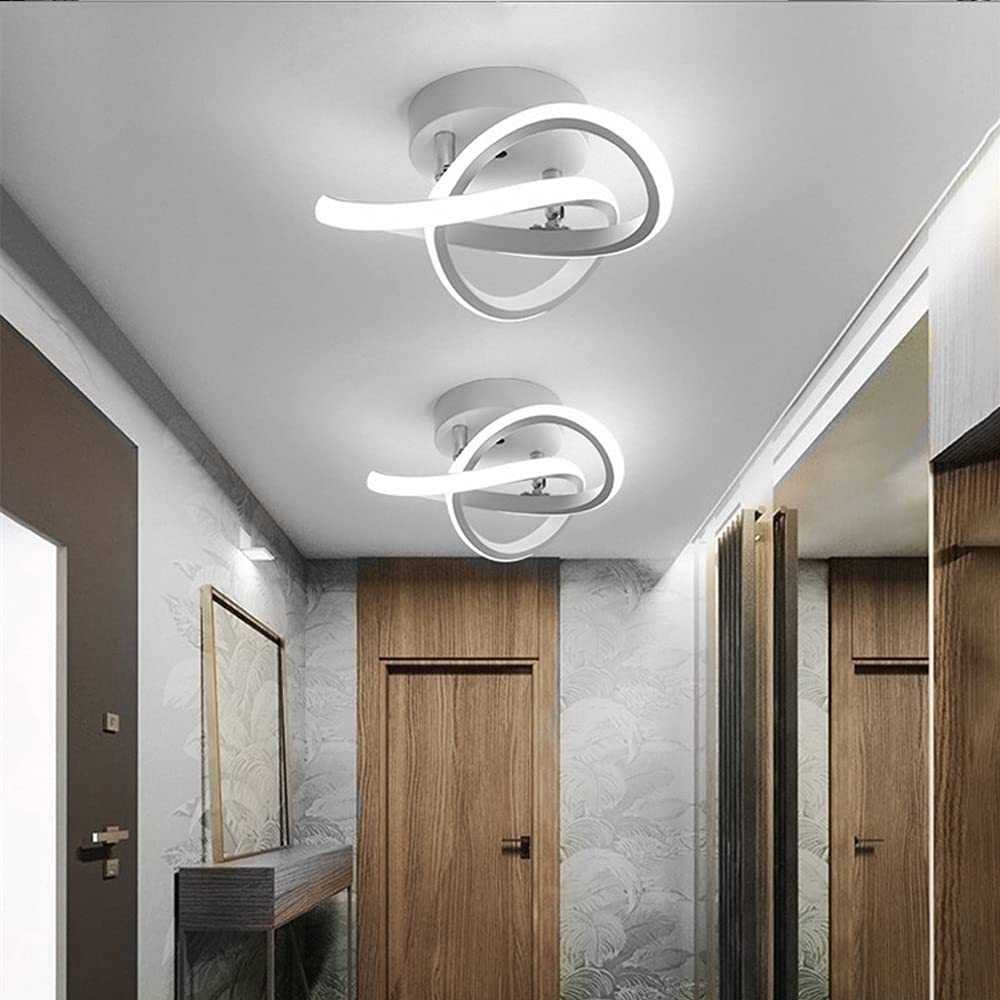 EIDISUNY Ceiling Light LED Lamp 2 Rings Creative Personality Nordic White Ceiling Lighting for Entrance Hallway Lights Ceiling Living Room Cool White Light 22W - White, Cold White Light 6000K
