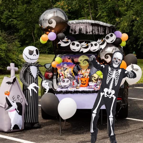 Sincere Party Glow In the Dark Skeleton White Bones Skeleton Costume with Gloves&Hood for Kids 5-7years