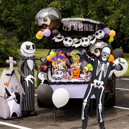 Sincere Party Glow In the Dark Skeleton White Bones Skeleton Costume with Gloves&Hood for Kids 5-7years