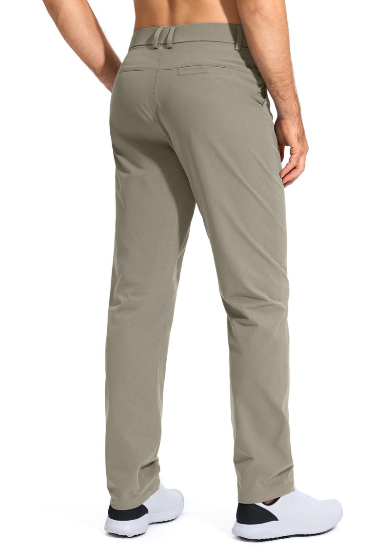 Pudolla Men's Golf Pants Work Dress Comfy Pants Casual Slacks Trousers with Pockets(Stone_Grey 35Wx30L)