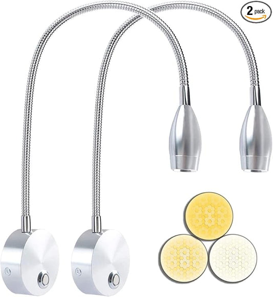 Adust Bedside Reading Light, Bedroom Reading Lamp, 3W LED Touch Dimmable Brightness Minimalist Wall Headboard Reading Lamp, Adjustable Colour Temperature, 3000k, 4000k, 6000k