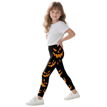 Halloween Spooky Pumpkin Legging for Kids Girls Striped Leggings Birthday Stretchy Tights Pants