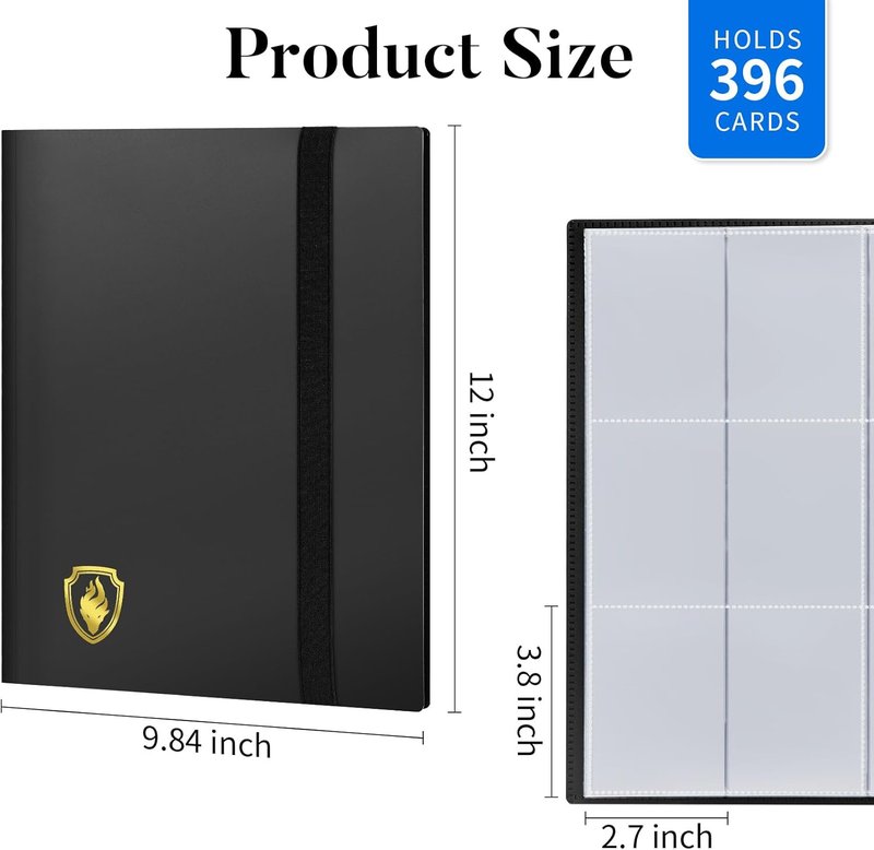 Card Binder 9 Pocket - Premium Trading Card Album for Collectors | 396 Pockets, Side Loading, Black
