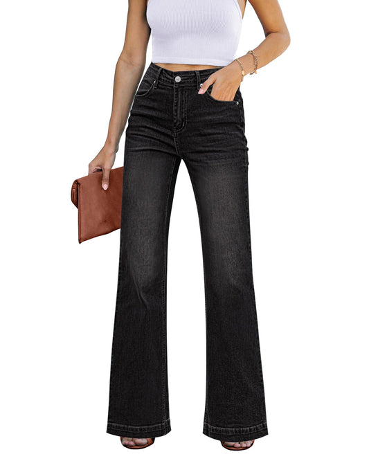 GRAPENT Women's 90s Outfit for Womens Jeans High Waisted Jeans for Women Stretchy Jeans for Women Western Bootcut Bell Bottom Jeans for Women Petite Color Always Black X-Small Size 0 Size 2