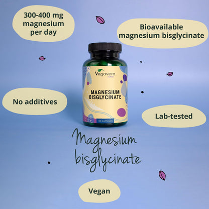 Vegavero Magnesium Bisglycinate 2000 mg | Max Absoption & Bioavailability | Relaxation, Muscle Health, Stress & Energy Support Supplement | 180 Capsules | Vegan