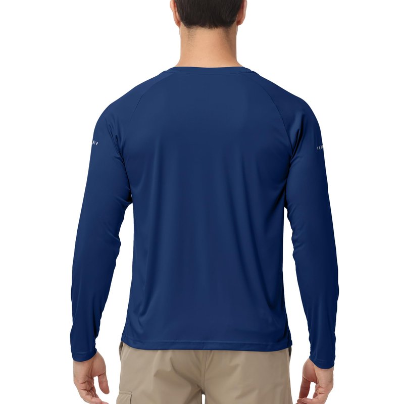 Men's Long Sleeve Rash Guard Swim Shirts UPF 50+ Sun Protection Dry Fit T-Shirt Athletic Tops for Running Hiking Fishing Navy Blue M