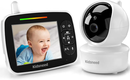 Baby Monitor - 3.5 inch Large Display Video Baby Monitor with Camera and Audio,Remote Pan/Tilt/Zoom, 1200 mAh Battery, Night Vision, Two Way Talk, Smart Temperature,Lullabies,960ft Long Range