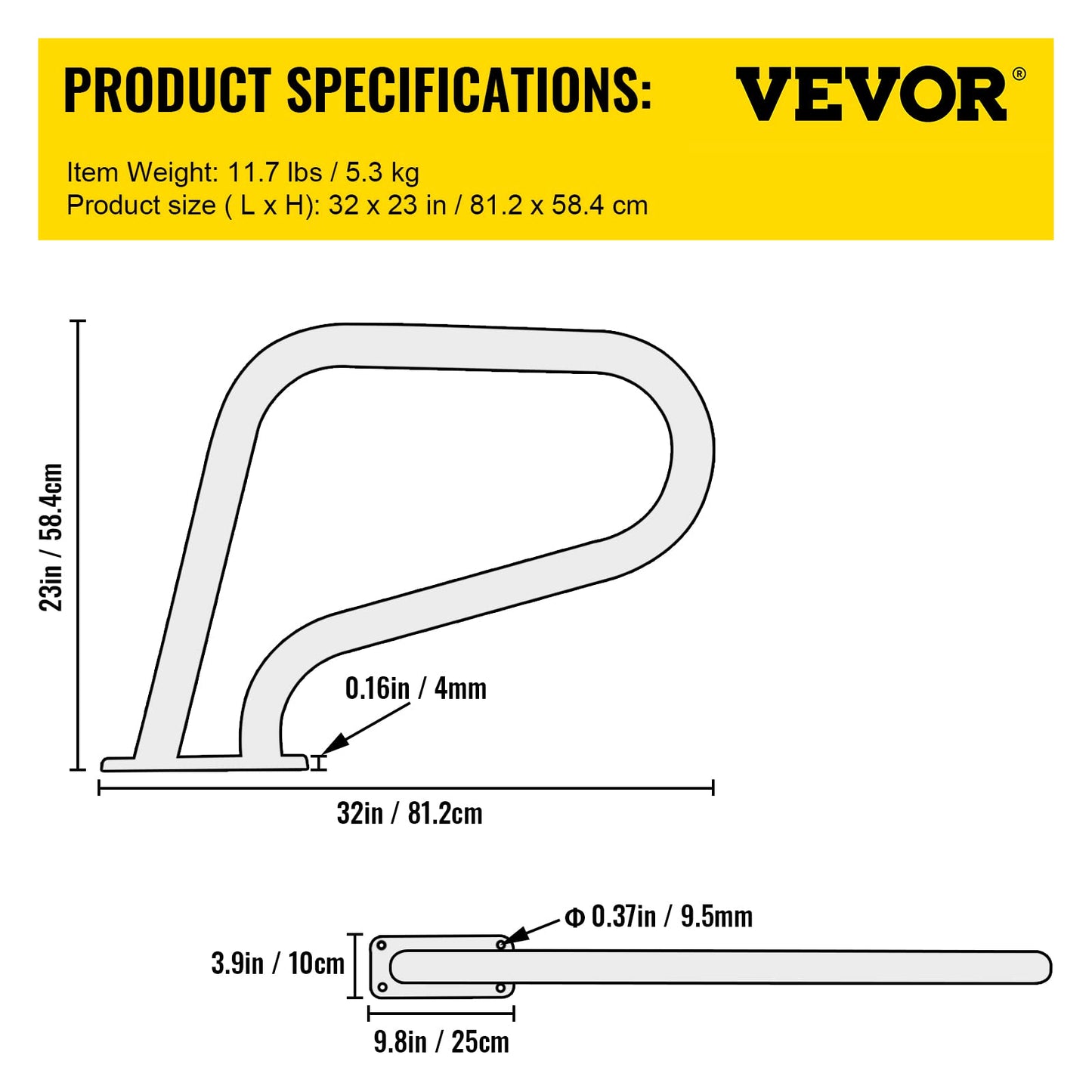 VEVOR Pool Rail 32x23 Pool Railing 304 Stainless Steel 250LBS Load Capacity Silver Rustproof Pool Handrail Humanized Swimming Pool Handrail with Blue Grip Cover & M8 Drill Bit & Self-taping Screws