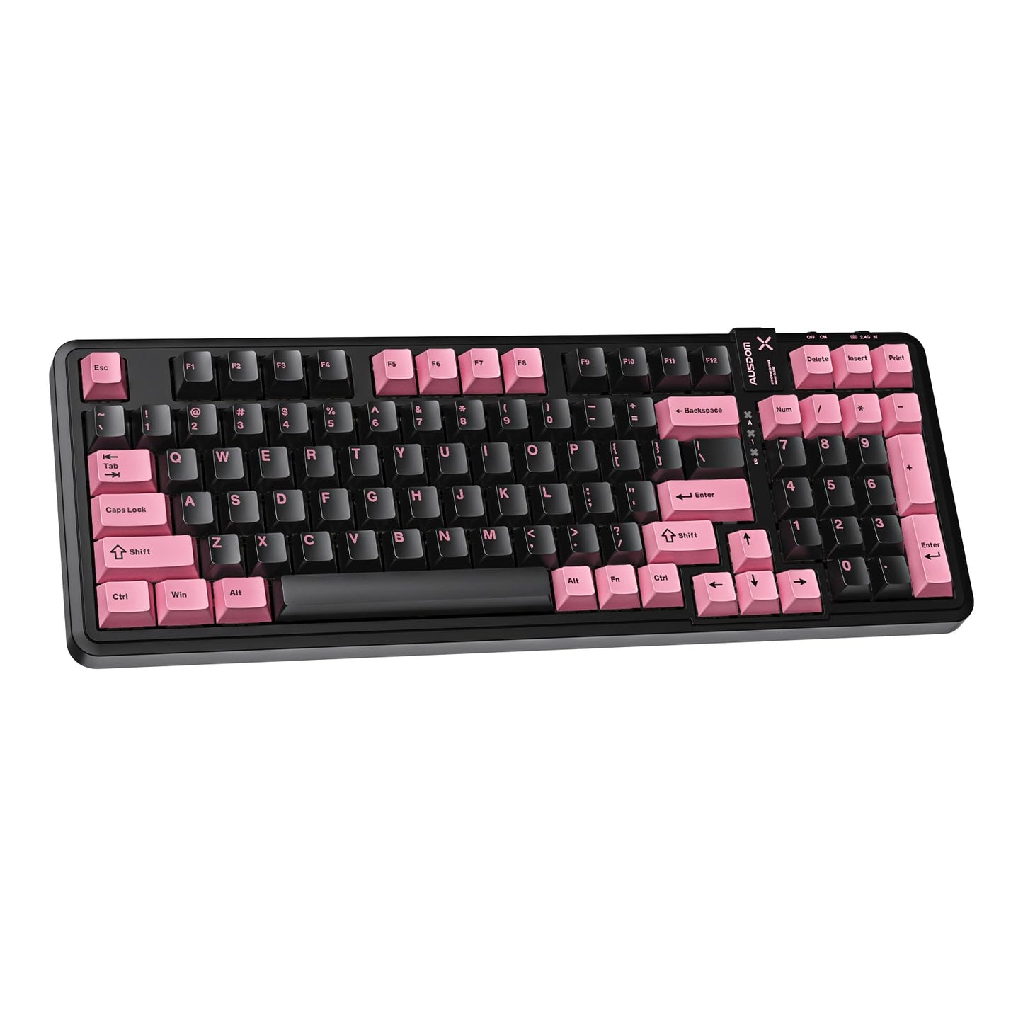 AUSDOM 98Pro Silent Mechanical Keyboard, Wireless Hot Swappable Gaming Keyboard with Backlit,Gasket Structure,Pre-lubed Tactile Switches,2.4GHz/Type-C/Bluetooth Custom Keyboards (Green & White-Silent)