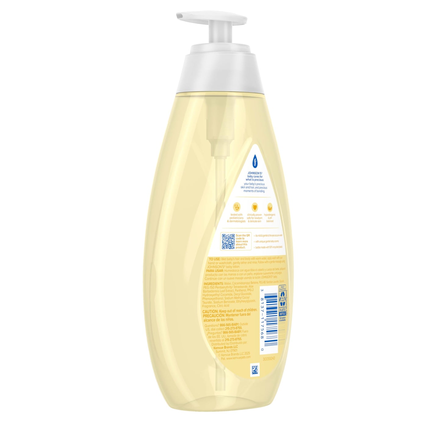 Johnson's Baby Head-To-Toe Baby Wash & Shampoo + Aloe & Vitamin B5, 2-in-1 Bath Wash Gently Cleanses Newborn's Delicate Skin & Hair, Hypoallergenic, No Added Parabens, Dyes & Sulfates, 27.1 fl. oz