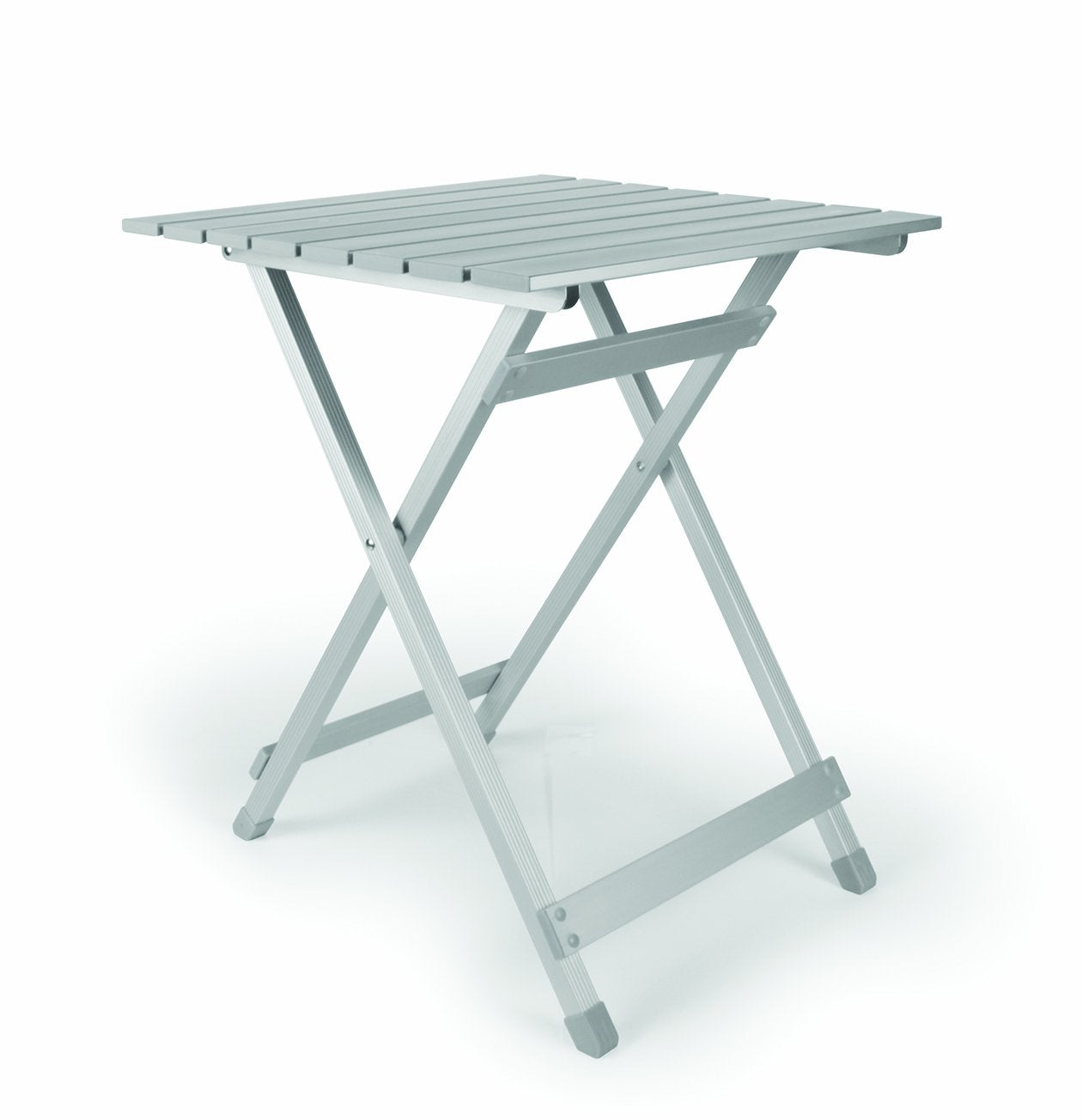 Camco Large Aluminum Side Table - Features Easy Setup & Supports Up to 110lbs - 19.5 L x 20” W x 24.25” H - Great for Camping, RVing & More - Folds to 2” (W) for RV Storage and Organization (51891)