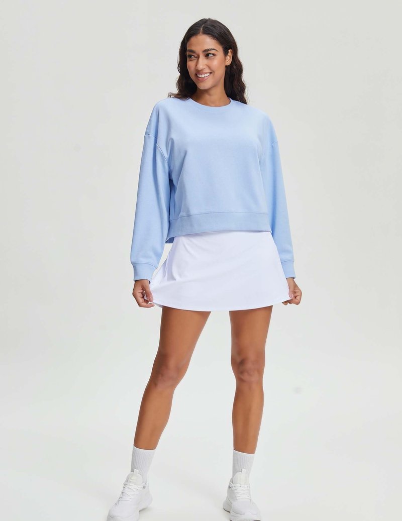 Stelle Cropped Sweatshirts for Women Cotton Long Sleeve Crop Tops Crewneck Pullover Oversized Sweater