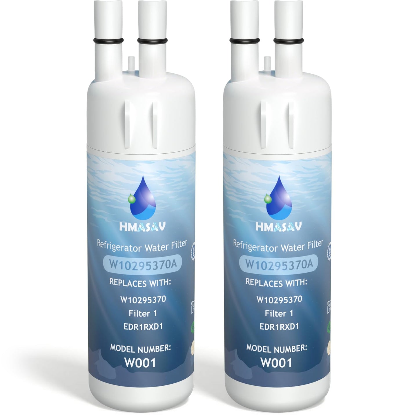 HMASAV W10295370A Water Filter Replacement, Compatible with Everydrop Filter 1, Whirlpool EDR1RXD1, EDR1RXD1B, W10295370, WHR1RXD1, KAD1RXD1, P4RFKB2, P8RFWB2L, 46-9930, 46-9081 2PACK