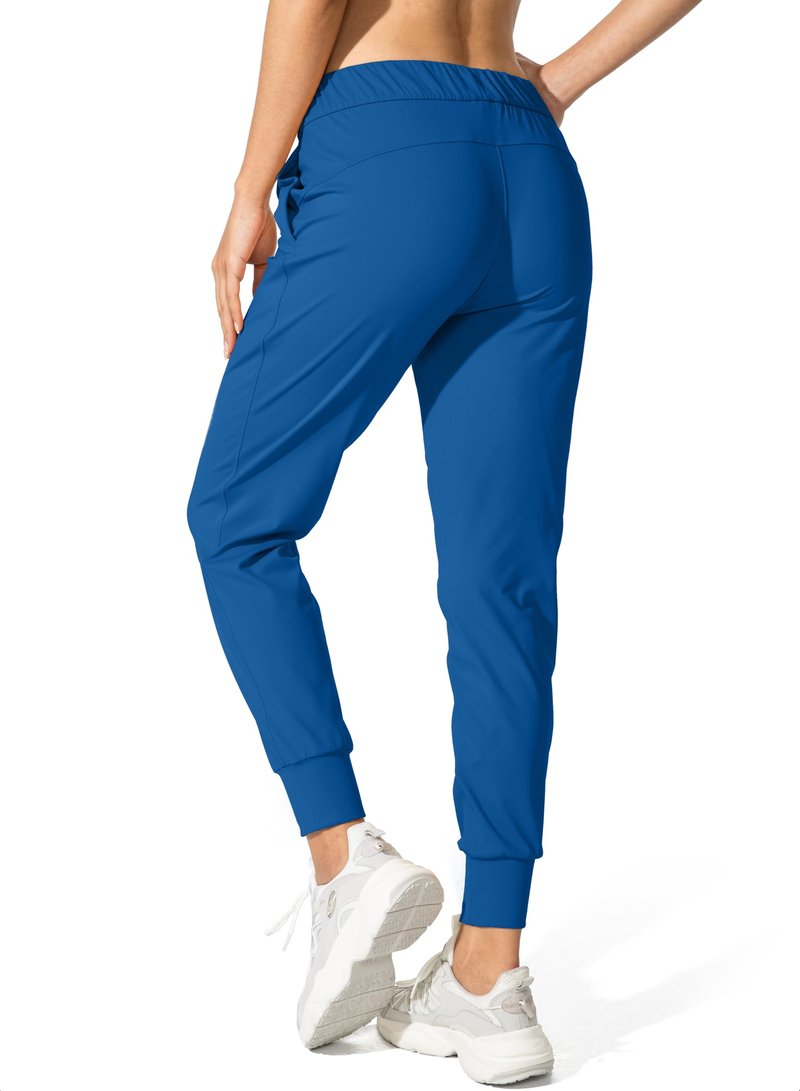 SANTINY Joggers for Women Lightweight Running Drawstring Sweatpants Workout Travel Yoga Athletic Womens Lounge Pants with Pockets(Blue_L)