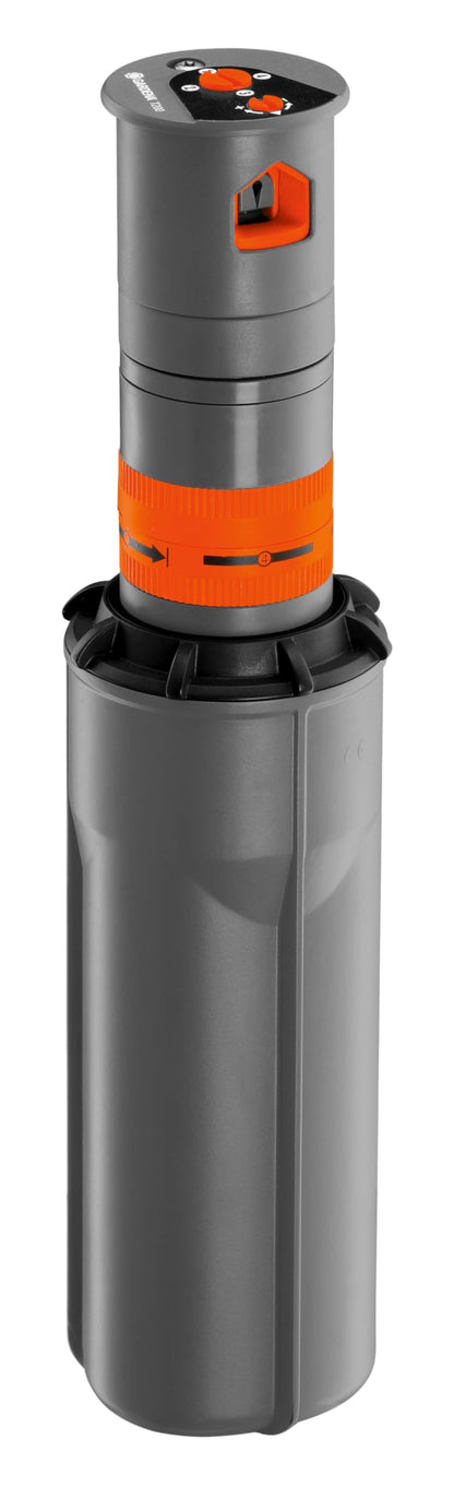 Gardena Sprinkler system, turbines, pop-up, 200 irrigation system for medium-sized lawns up to 200 m², with adjustable throw distance (5-8 m) and stepless sector adjustment (8203-29), 1/2” (15/21)