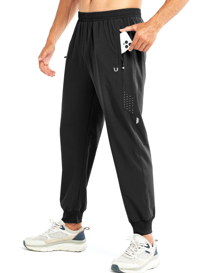 NORTHYARD Men's Athletic Running Pants Lightweight Workout Joggers Quick Dry Gym Sweatpants Active Sports Track Training Black M