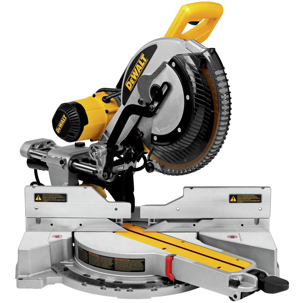 DEWALT Miter Saw, 12 Inch Double Bevel Sliding Compound Miter Saw, Blade Wrench and Material Clamp, Increased Crosscut Capacity, Powerful 3800 RPM Motor, Corded (DWS779)