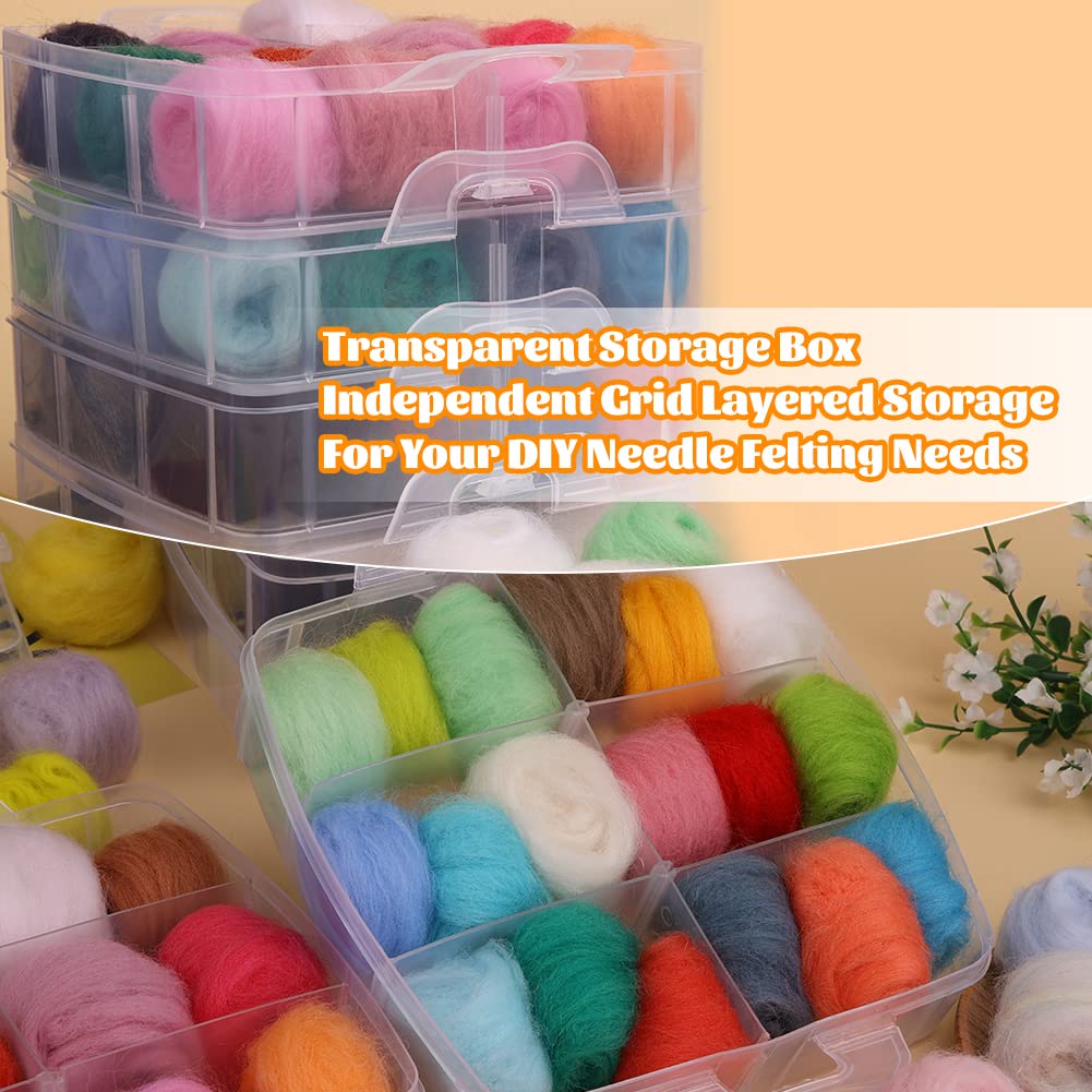 luokefe Needle Felting Kit, 72 Colors Felt Wool Roving, Felting Starter Kit with Needles, Basic Tools and Accessories for DIY Crafts Wool Fibre Hand Spinning for Beginners