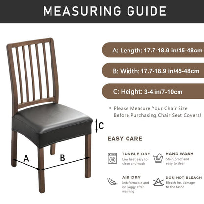 NILUOH Waterproof Seat Covers for Dining Room Chairs Set of 4, Pu Leather Chair Seat Slipcovers Dining Chair Cover Removable Washable Chair Protctor Cover, Rear Covers (PU-Coffee)