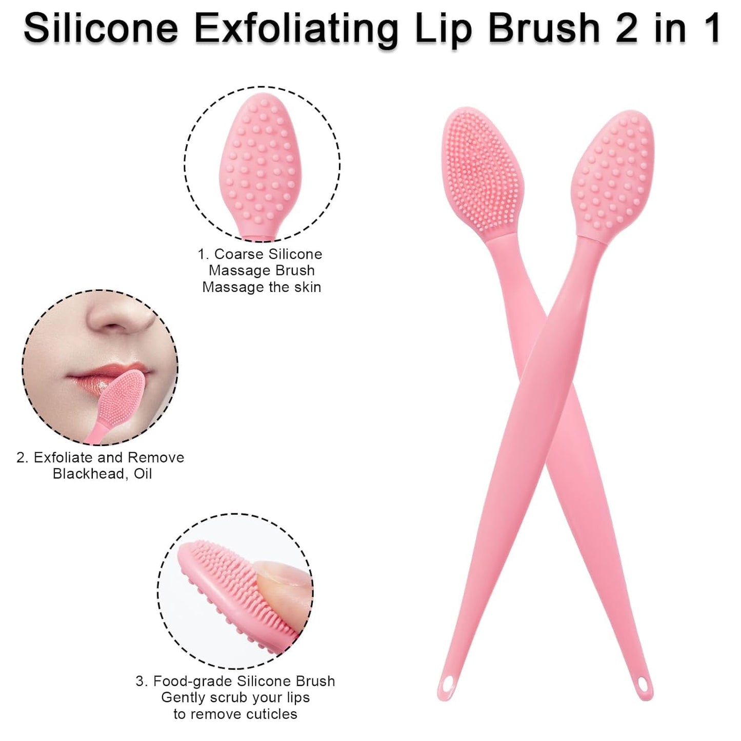 Silicone Facial Cleansing Brush 3 Pack, Beomeen 4 in 1 Handheld Face Scrubber for Deep Gentle Exfoliating, Double-Ended Face Wash Scrub Brush for Face Skincare and Massage (Green)