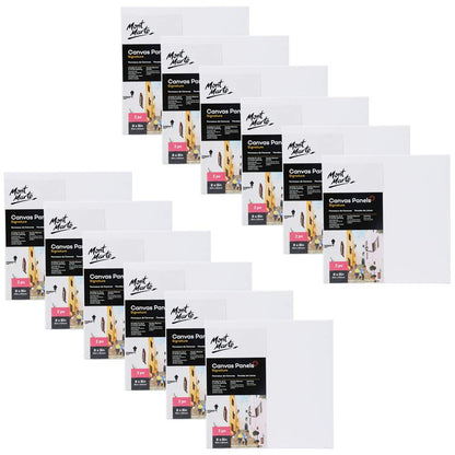 Mont Marte Professional Series Painting Canvas Panels 8 x 8 inch, 12-Pack. Suitable for Artists at All Skill Levels