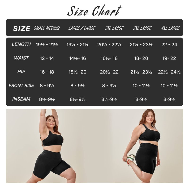 TNNZEET 2 Pack Plus Size Biker Shorts for Women - 8" Black High Waisted Tummy Control Spandex Workout Shorts (XL-4XL)