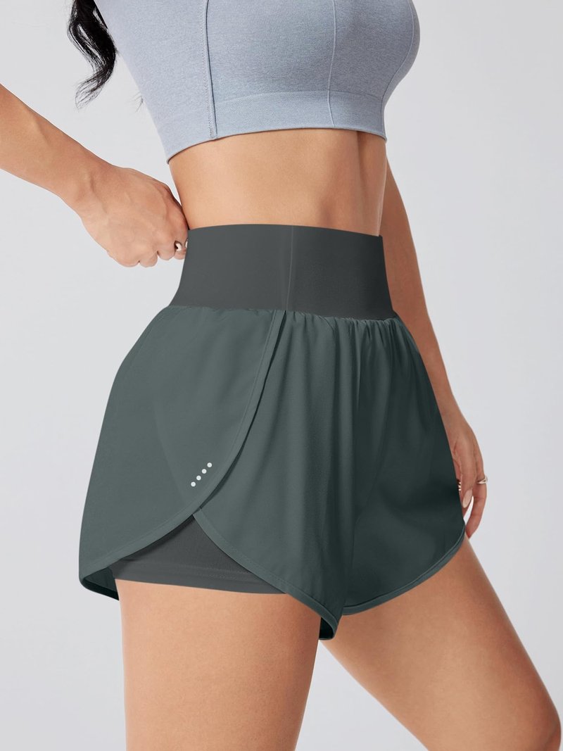 LALA BIRDS Women's Athletic Running Shorts High Waisted with Pockets, Women 3" Workout Dolphin Gym Yoga Beach Shorts (US, Alpha, Medium, Regular, Regular, Dark Grey)