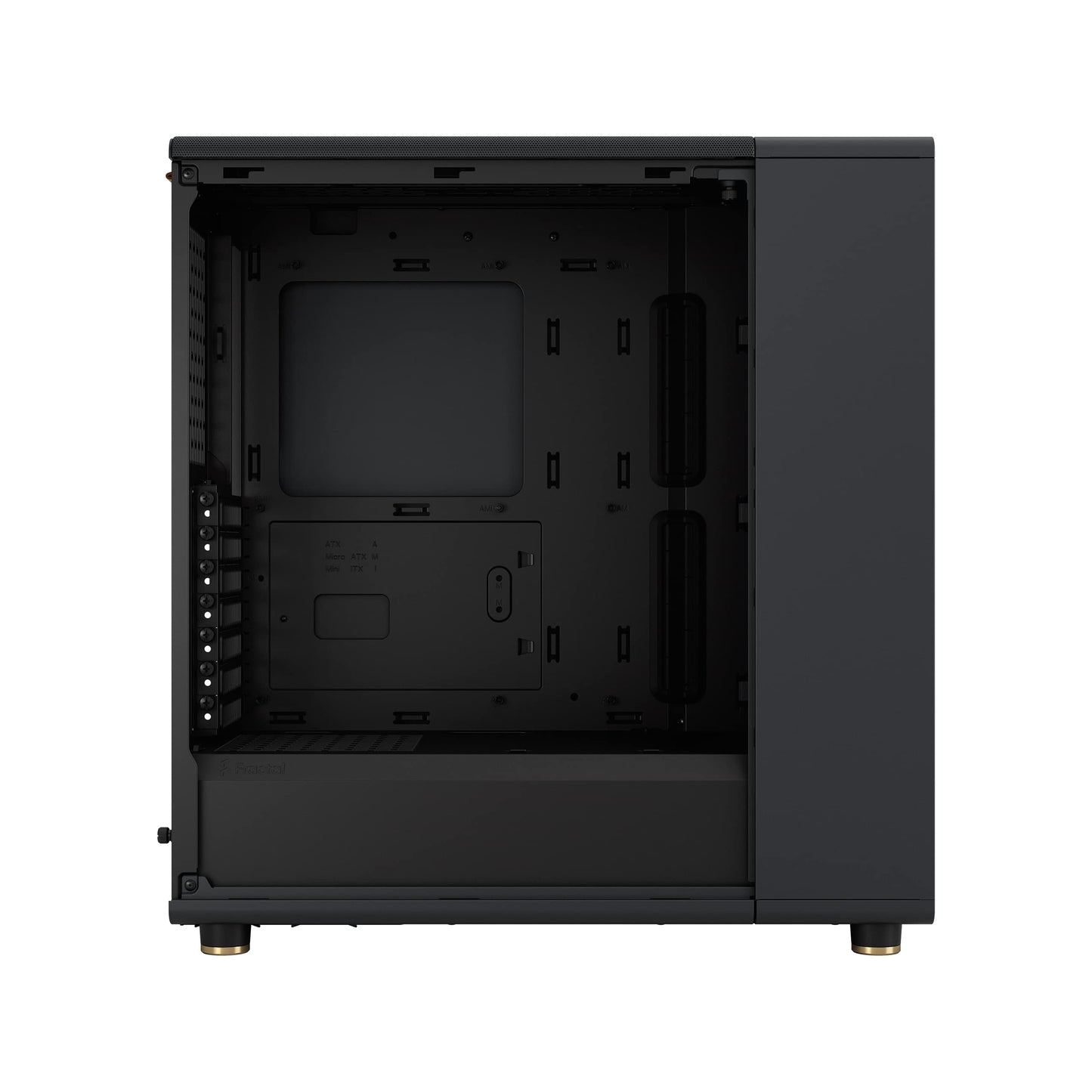 Fractal Design North Charcoal Black Tempered Glass Dark - Wood Walnut front - Glass side panel - Two 140mm Aspect PWM fans included - Type C USB - ATX Airflow Mid Tower PC Gaming Case