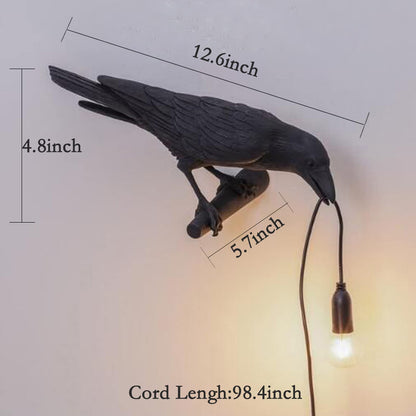 NorDiem Crow Wall Lamp, Unique Gothic Raven Birds Wall Sconce Light for Bedside Bedroom Living Room Farmhouse Decor (Left Black Wall Lamp)