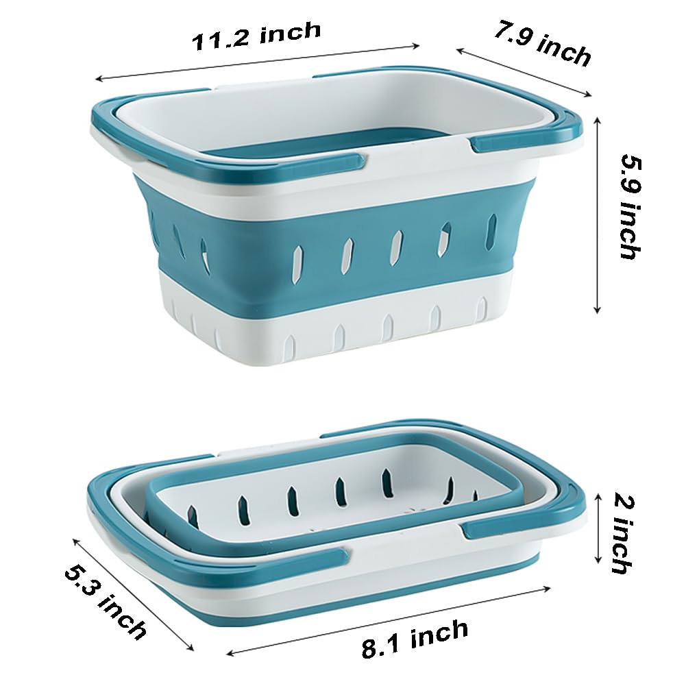 ANNIYA Foldable Plastic Shower Caddy Basket 2 Pcs, Portable and Durable Toiletries Caddy with Handles Ideal for Dorm, Bathroom, Cleaning, Kitchen, Camping, Waterproof, Easy to Clean (Grey 2 pack)