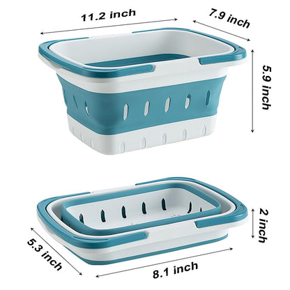 ANNIYA Foldable Plastic Shower Caddy Basket 2 Pcs, Portable and Durable Toiletries Caddy with Handles Ideal for Dorm, Bathroom, Cleaning, Kitchen, Camping, Waterproof, Easy to Clean (Grey 2 pack)
