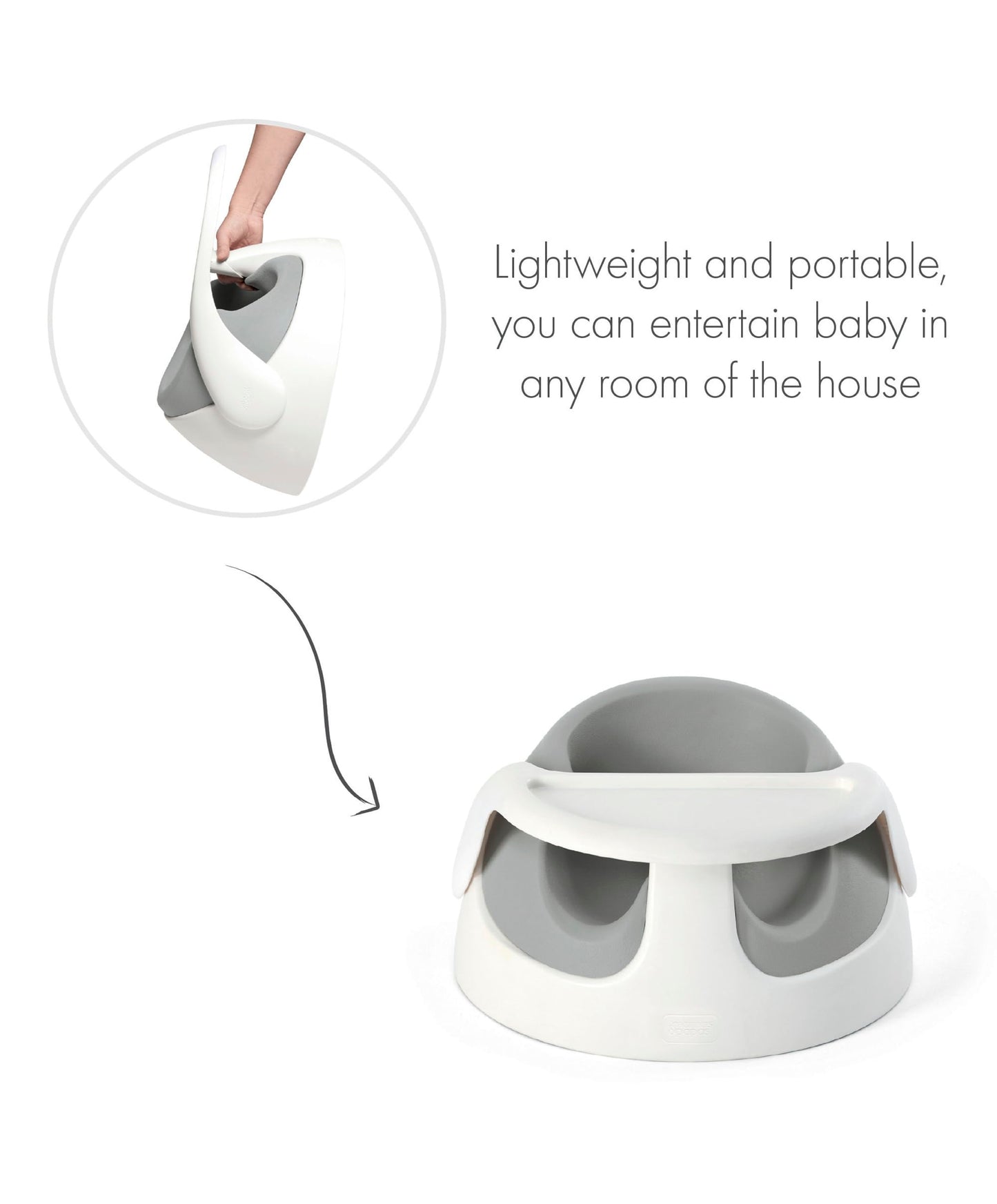 Mamas & Papas Baby Snug Seat and Activity Tray with Adjustable Features, Supportive, Stable and Easy Clean Design, Pebble Grey