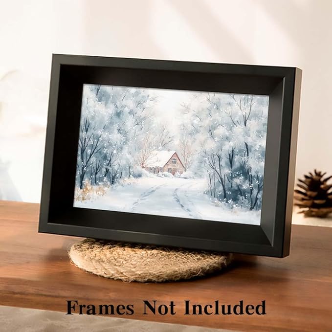Yesad Winter Wall Art, Winter Forest Canvas Prints Country Wall Art Rustic Wall Décor for Living Room Bedroom Farmhouse Decorations Landscape Pictures Prints Nature Poster (Unframed,12”x8”, Winter)