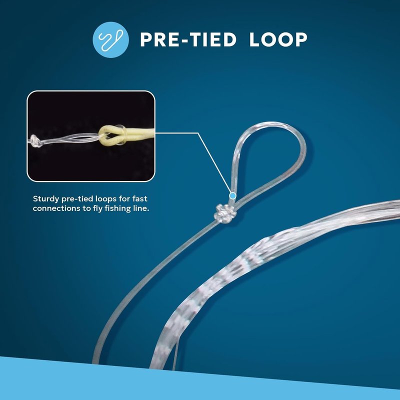 Pre-Tied Loop Fly Fishing Tapered Leader - Clear Nylon for Freshwater & Saltwater | 7.5FT to 15FT, 0X to 7X