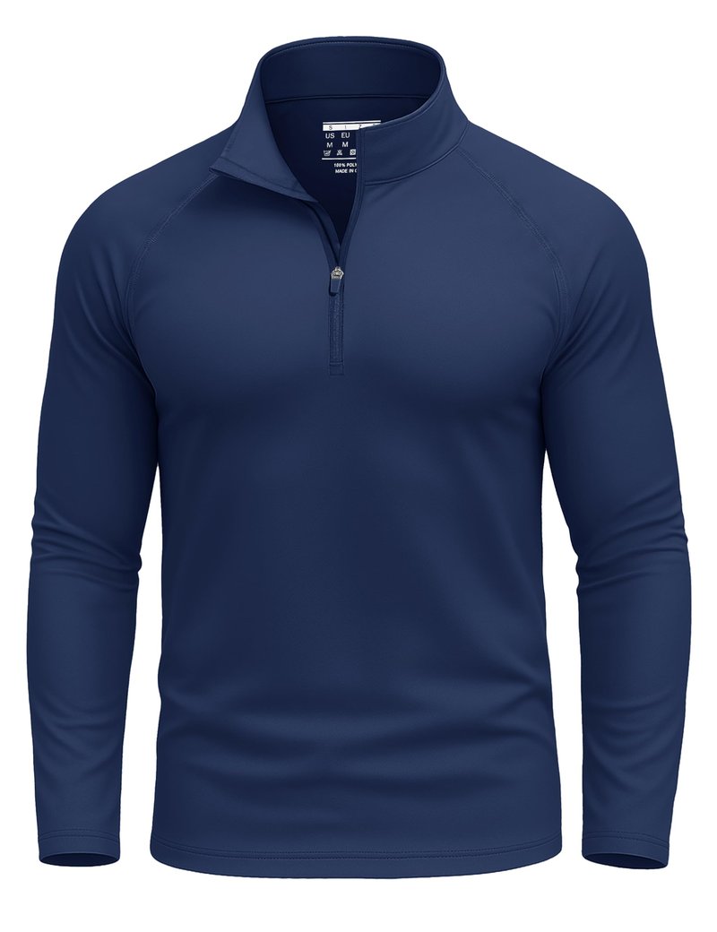 KINSWT Mens Long Sleeve Sun Protection Shirts Quarter Zip Pullover Lightweight 1/4 Zip Moisture Wicking UV Shirts Navy Blue 2XL