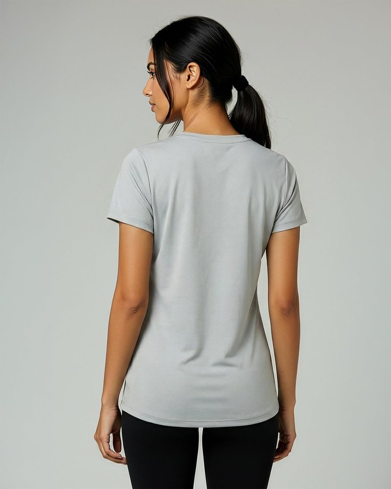 Real Essentials 5 Pack: Women's Dry-Fit Short Sleeve V Neck T Shirt Workout Fitness Yoga Top Tee, Set 12, S