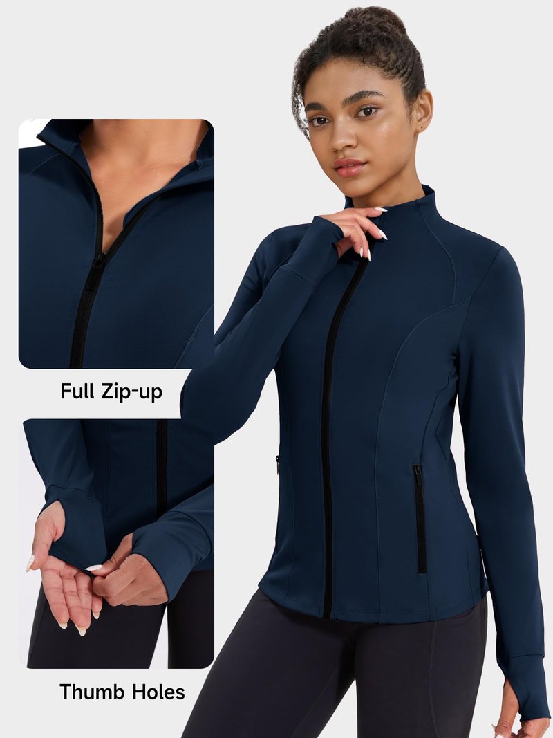 VUTRU Women's Workout Jackets Zip Up Athletic Jackets Lightweight Running Yoga Jackets with Pockets (Blue,L)