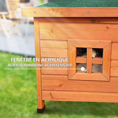 VOUNOT Cat House Outdoor with Kennel Door Privacy Window Cat Wooden Shelter 57x45x43cm