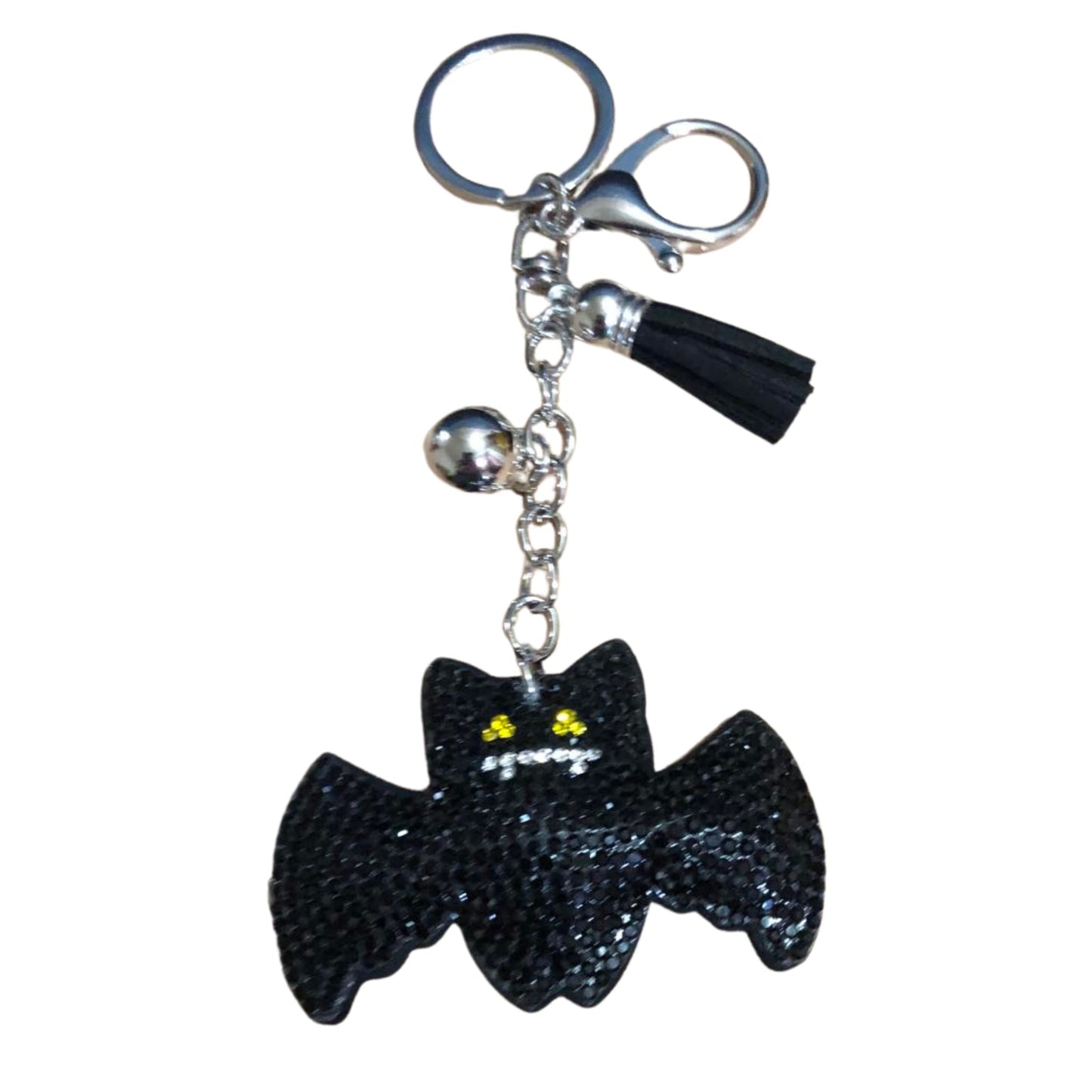 Popfizzy Bling Black Bat Halloween Keychain for Women and Girls, Spooky Halloween Gifts, Rhinestone Purse Charms, Goth Gifts