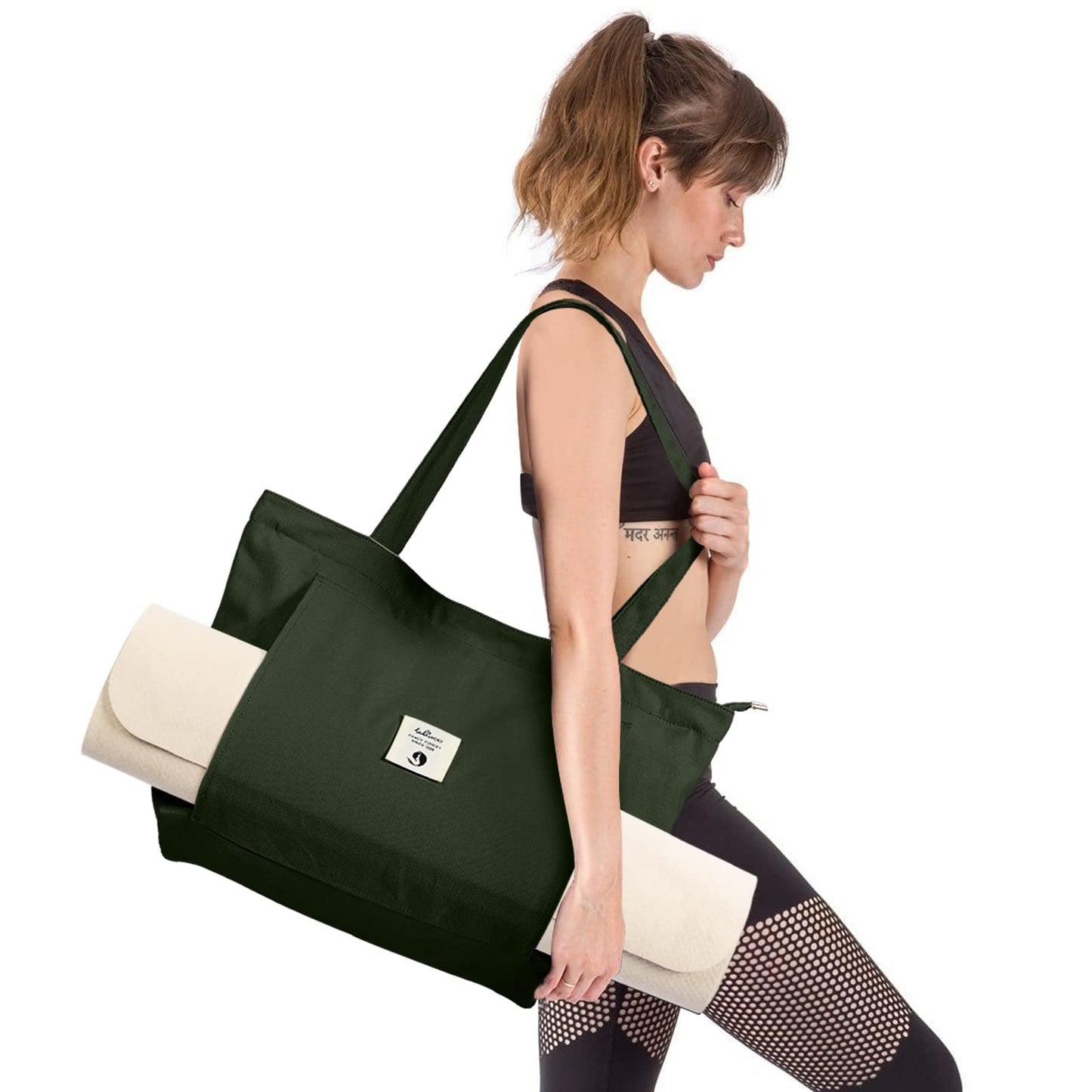 WLLWOO WLLWOO Yoga Bags for Women with Yoga Mats Bags Carrier Carryall Canvas Tote for Pilates Shoulder for Travel Office Beach Workout