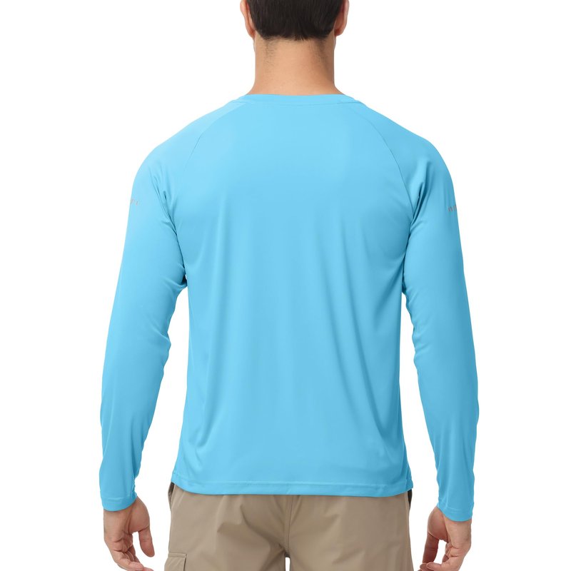 Men's Long Sleeve Rash Guard Swim Shirts UPF 50+ Sun Protection Dry Fit T-Shirt Athletic Tops for Running Hiking Fishing Sky Blue L