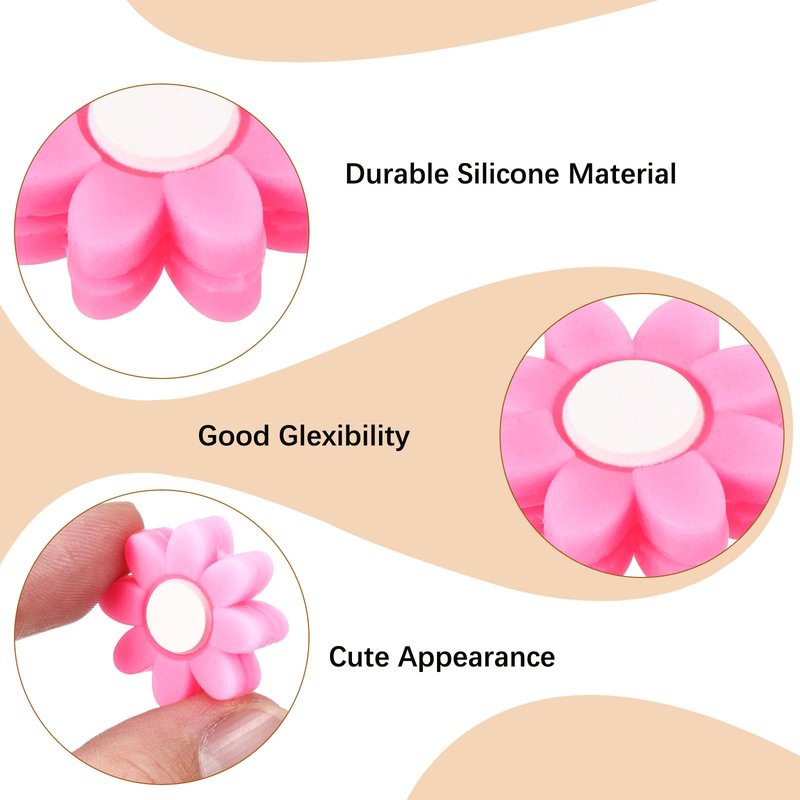 YELARXI Tennis Racket Vibration Dampener Soft Silicone Racket Shock Absorber, Fit for Tennis Racquet String - Flower Shaped (Light Pink, 3Pcs)