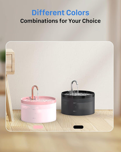 Cat Water Fountain: Dog Bowl Fountains - Automatic Pet Dispenser - Dogs Drinking Waterer Bowls Indoor - Auto Watering Dish Supplies - Easy Cleaning Animal Machine - Quiet 67oz/2L Kitty Drink Fountain