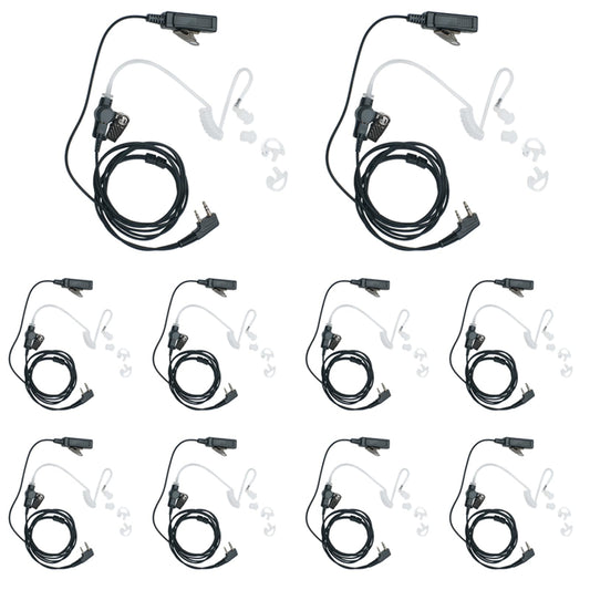 BVMAG Acoustic Tube Earpiece Headset with Mic PTT Compatible with Baofeng UV-5R 5R BF-F8HP BF-888S Kenwood TK3230 TK-3160 Puxing Quansheng Wouxun Walkie Talkie Two Way Radio 10 Pack