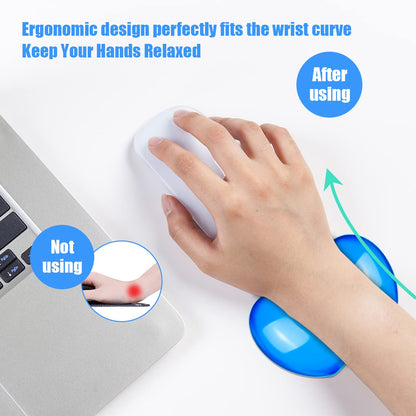 JIKIOU Silicone Gel Wrist Rest Cushion Heart-Shaped Translucence Ergonomic Mouse Pad Cool Hand Pillow Effectively Reduce Wrist Fatigue Pain, Blue, 4.8x3.2inch