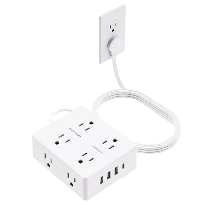 Surge Protector Power Strip, Olcorife Ultra Thin Flat Plug Extension Cord 5ft, 8 Outlets 4 USB Ports(1 USB C), Flat Wall Plug Outlet Extender, College Dorm Room Essentials, Black